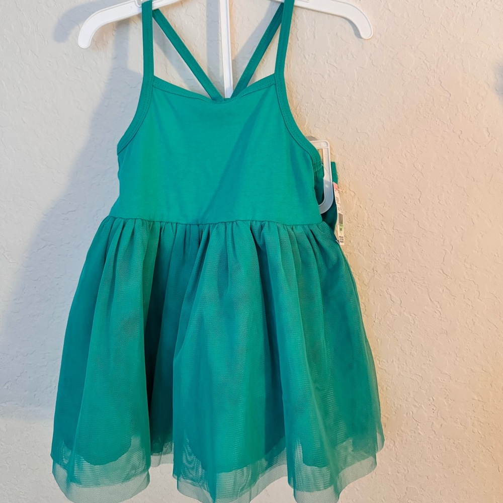 Toughskins 18 Months Green Dress Criss Cross Straps Tulle Tutu For Infant Girls